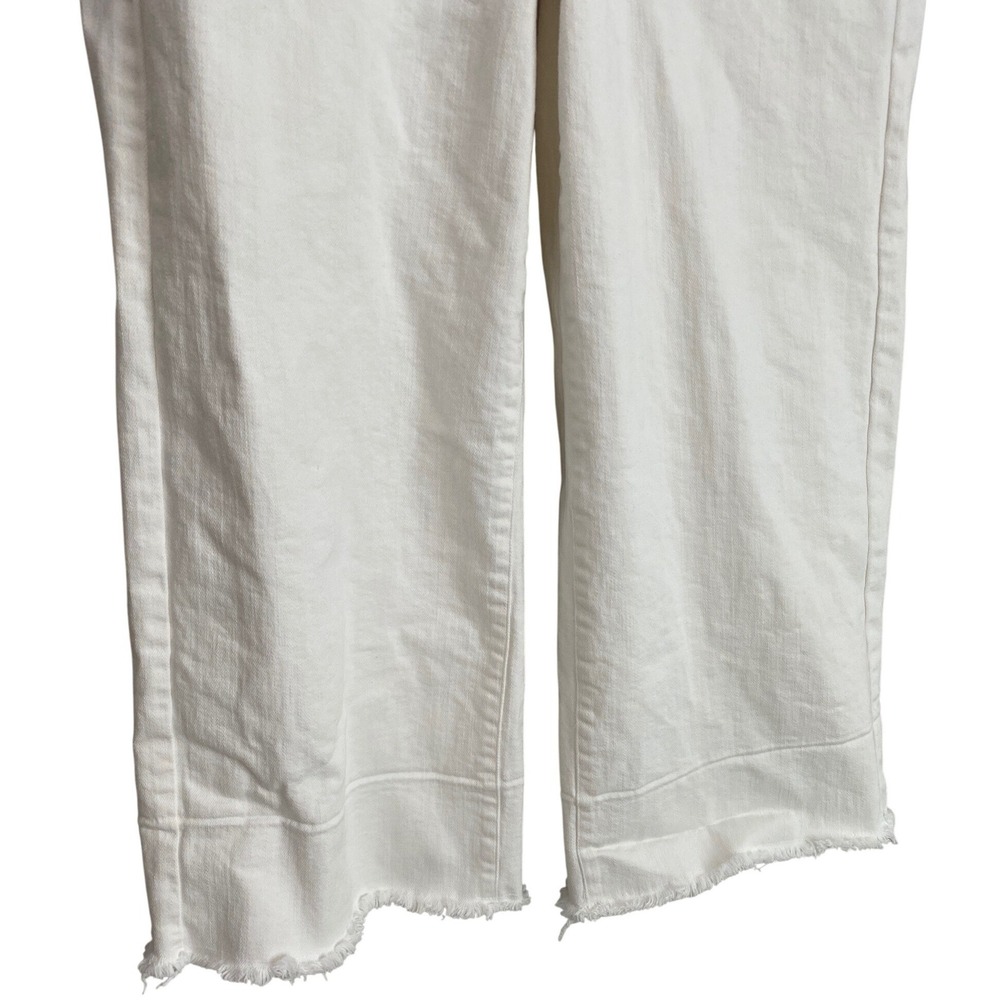 Banana Republic High Rise Wide Leg Crop Jeans White Frayed Hem 32 S/425076-00 - Picture 12 of 13